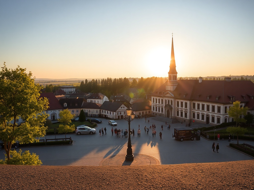 Malowniczy krajobraz jeziora z lasem w tle w okolicach Kolna na Mazurach